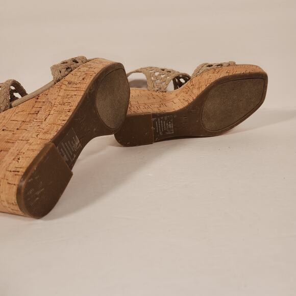 MIX NO. 6 Jesper Platform Sandal Womens 7M Beige Faux Suede Cork Wedge Heel Boho - Picture 10 of 11